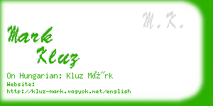 mark kluz business card